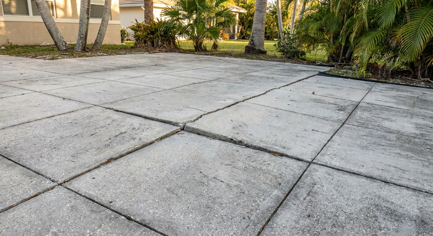 Concrete patio shifting and settling in Palm Beach County