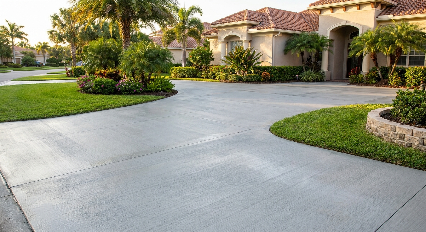 Cost of a new concrete driveway in Palm Beach County with installation and material considerations