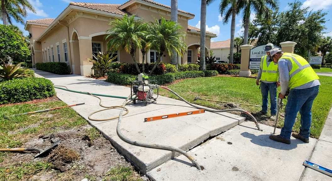 Palm Beach County business walkway after professional concrete leveling, smooth and safe for customers