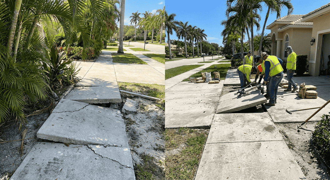 Uneven concrete repair and replacement assessment in Palm Beach County